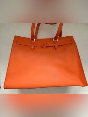Jack Georges Chelsea Alexis Saffiano Leather Business Laptop Tote - Orange